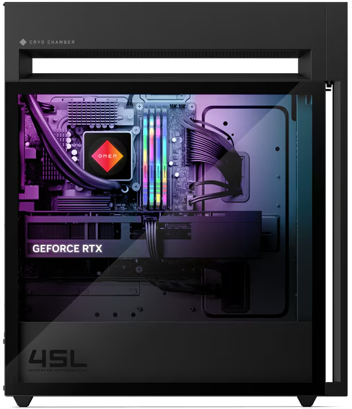 HP OMEN 45L Gaming Desktop GT22-3000t Intel Core Ultra 9 285K, 128GB Fury DDR5 RAM, 2TB SSD, NVIDIA GeForce RTX 5090 32GB, RGB Liquid Cooler, Front Bezel Black Glass, Windows 11, Black