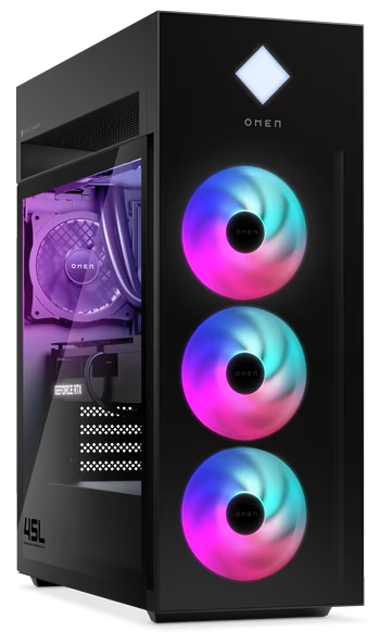 HP OMEN 45L Gaming Desktop GT22-3000t Intel Core Ultra 9 285K, 64GB Fury DDR5 RAM, 4TB SSD, NVIDIA GeForce RTX 5090 32GB, RGB Liquid Cooler, Front Bezel Black Glass, Windows 11, Black
