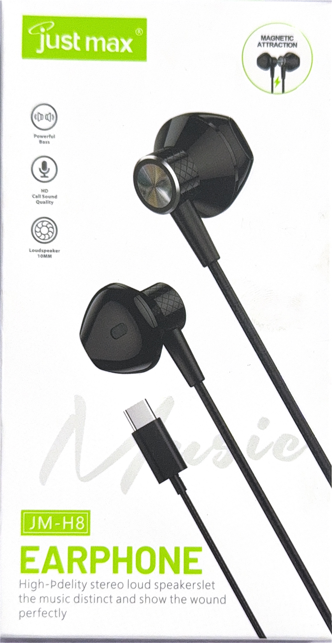 JustMax JM-H8 Ear Headphones for Music, Entertainment, HD Calls Sound Quaity, Gaming and Everyday Audio, Powerful Bass