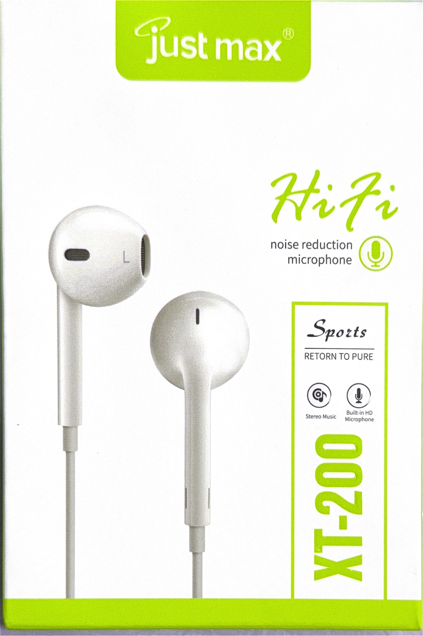Just Max XT-200 Type-C Hi-Fi Stereo Wired Earphones with Noise Reduction Microphone
