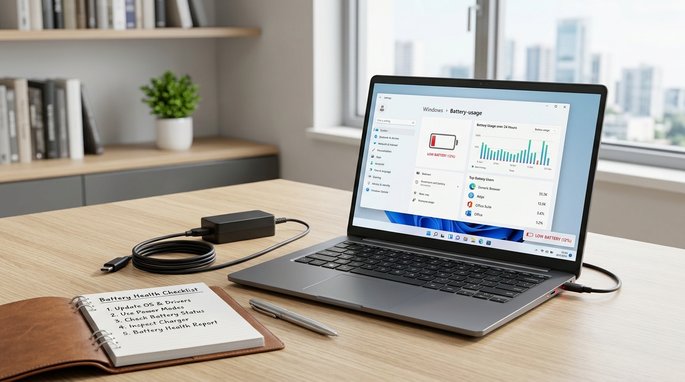 Laptop Battery Draining Fast? 9 Ways to Improve Battery Life on Windows 11 (2026)